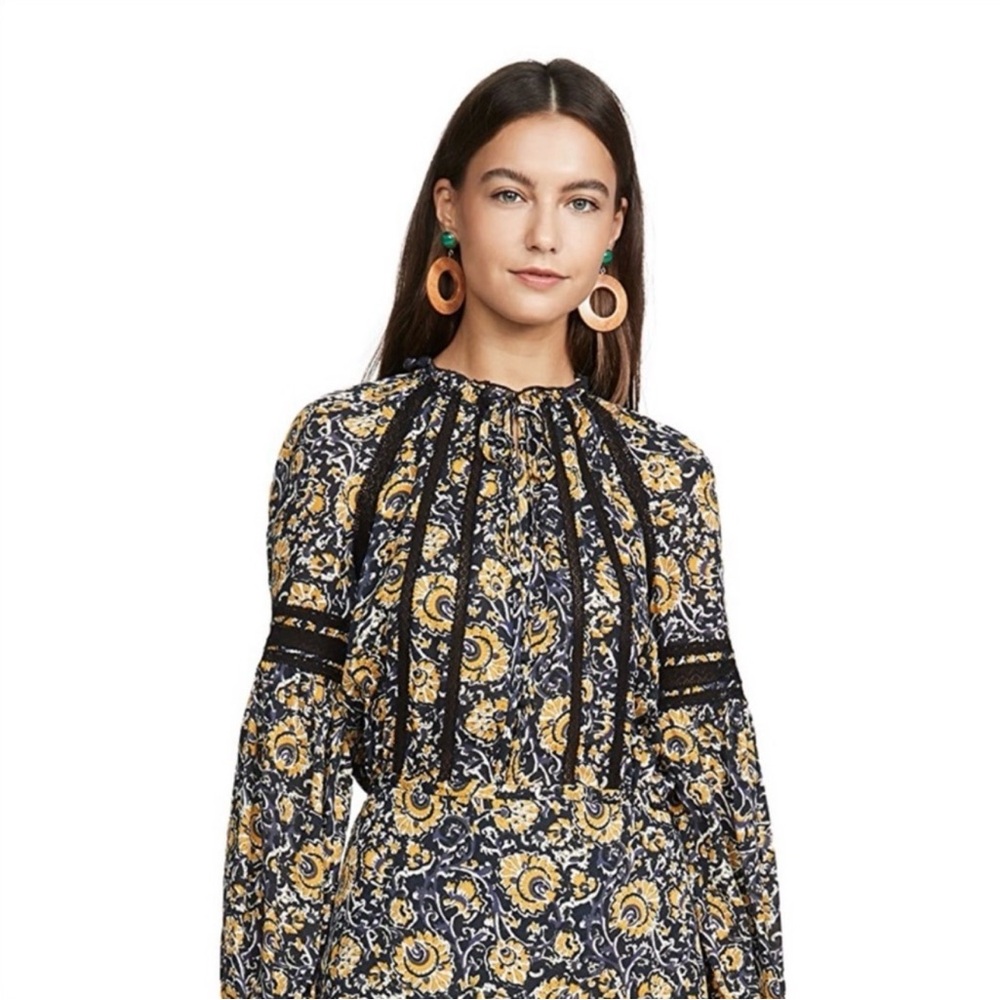 Veronica Beard Ida Silk Floral Mini Dress Ruffle Boho Womens 8 - Picture 3 of 15